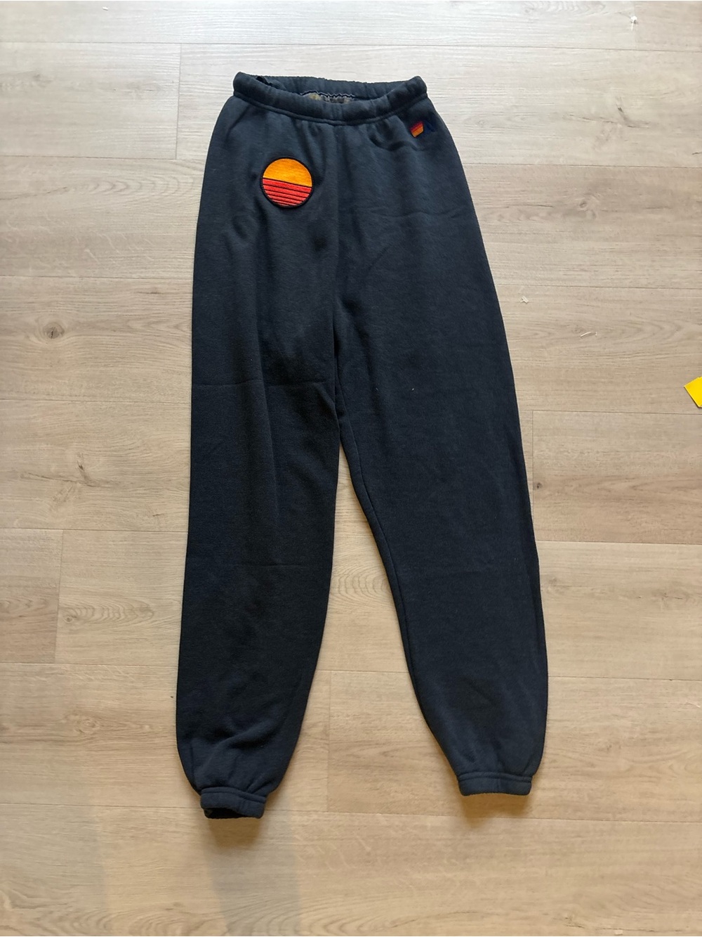 Aviator Nation Black Sweatpants with Sunset Patch